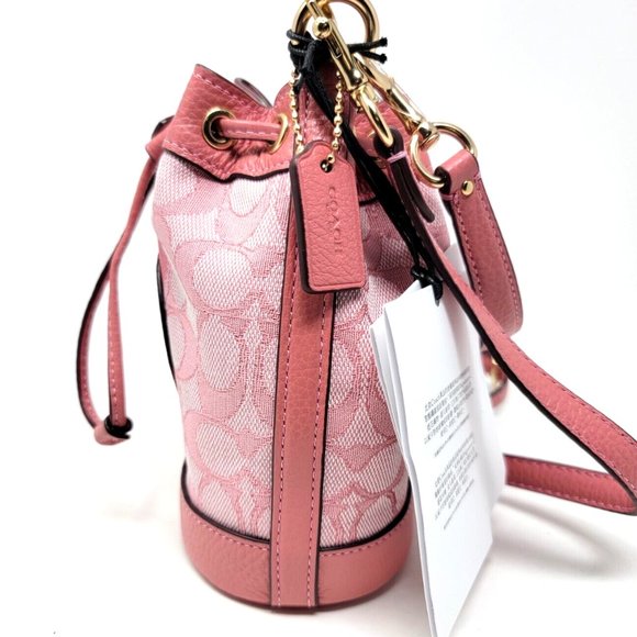 Coach Mini Dempsey Signature Jacquard with Stripe and Patch Bucket Bag C8322 - Picture 7 of 10